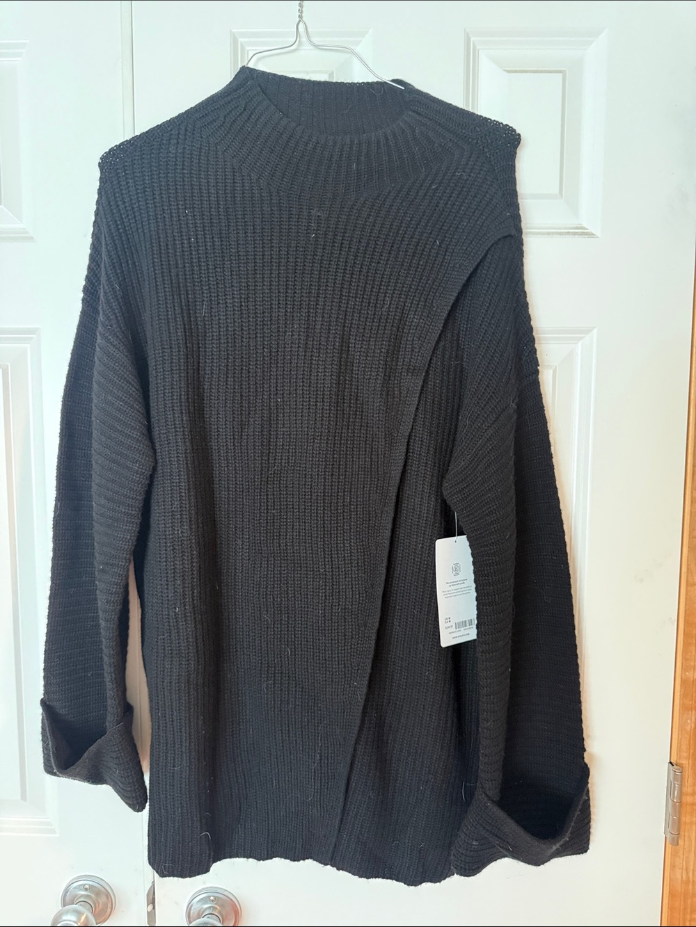 Men's Black Ribbed Knit Sweater - Classic Crewneck